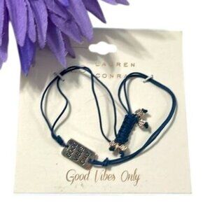 Lauren Conrad Good Vibes Only Adjustable Navy Cord Bracelet